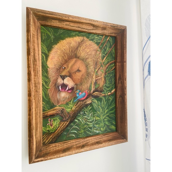 Incredible Signed & Framed Lion Painting - Picture 6 of 7